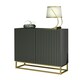 image 4 of Grey Sideboard 100cm Fluted Doors Gold Frame Modern Storage Cabinet Grey
