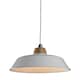 image 2 of First Choice Lighting Set of 2 Jakob Cream Metal and Wood Easy Fit Pendant Shades Cream | Brown