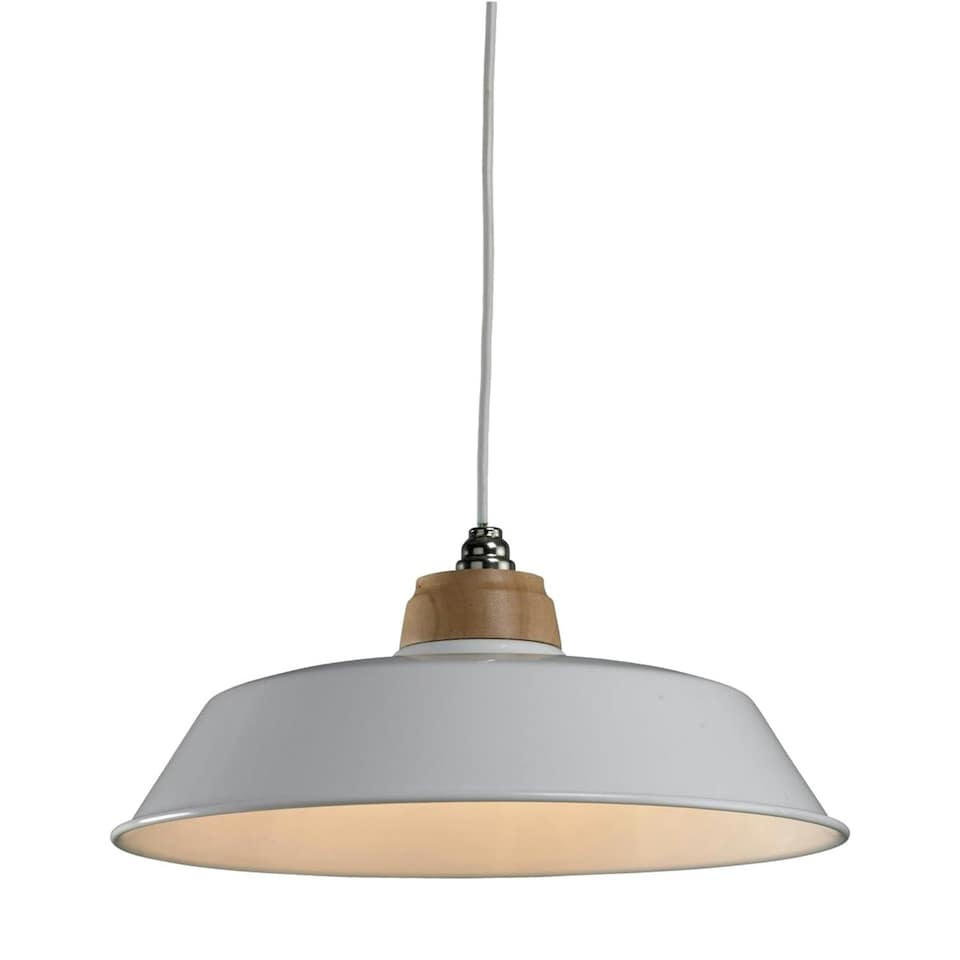 image 1 of First Choice Lighting Set of 2 Jakob Cream Metal and Wood Easy Fit Pendant Shades Cream | Brown