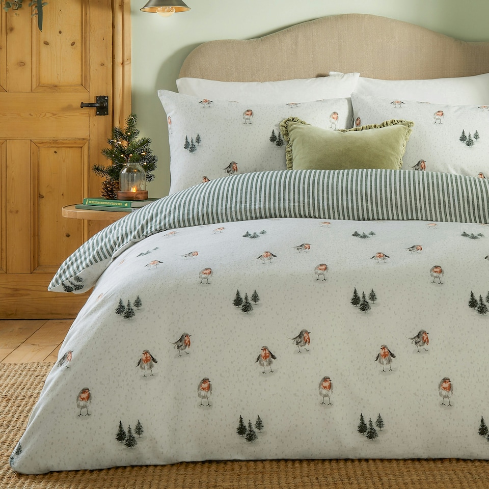image 1 of Wylder Nature Robin's Return Brushed Cotton Single Duvet Set Cream | Single