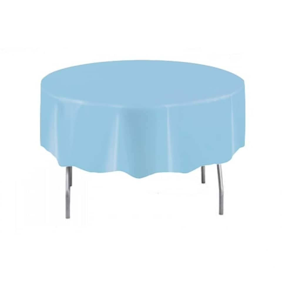 Baby Blue Round Plastic Tablecover 213cm