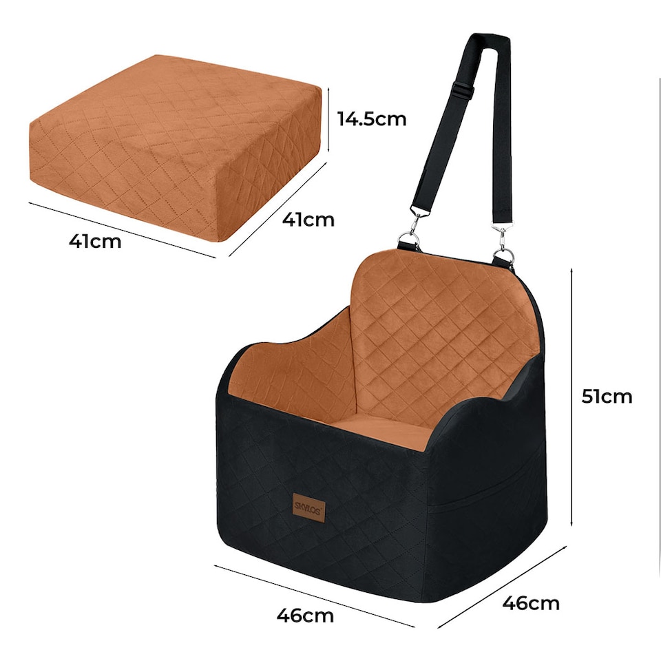 image 1 of Skylos Brown Dog Booster Car Seat Portable Puppy Travel Carrier Bed for Pet | Brown | Brown | One Size