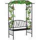 image 6 of Outsunny Garden Arbour Arch Metal Bench Loveseat Outdoor Patio Plant Climber