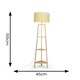image 2 of ValueLights Natural Wooden 3 Tier Floor Standard Lamp with Storage Shelves- Wicker Rattan Shade + LED Bulb