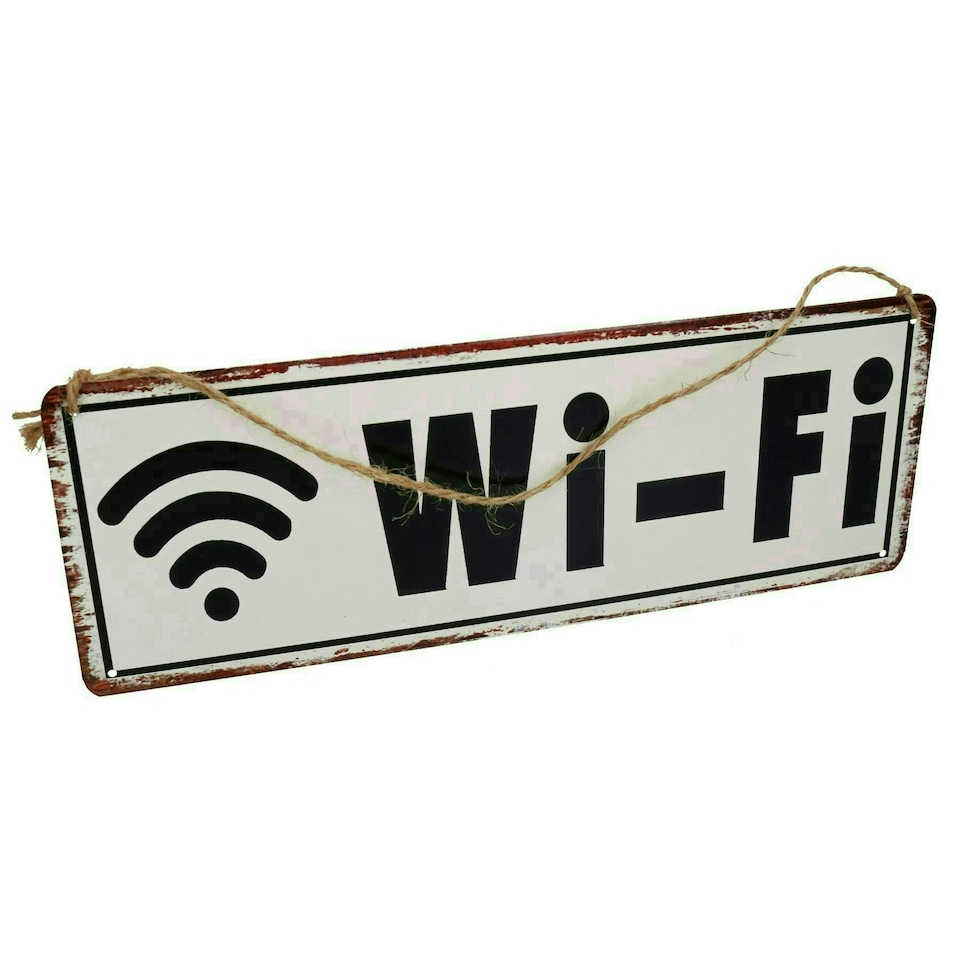 image 1 of Retro Hanging WiFi Plaque Metal Sign Home Shop Cafe Gift- 36 x 13cm
