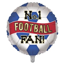 Blue & Red No. 1 Football Fan Round Foil Helium Balloon 46cm / 18 in Blue