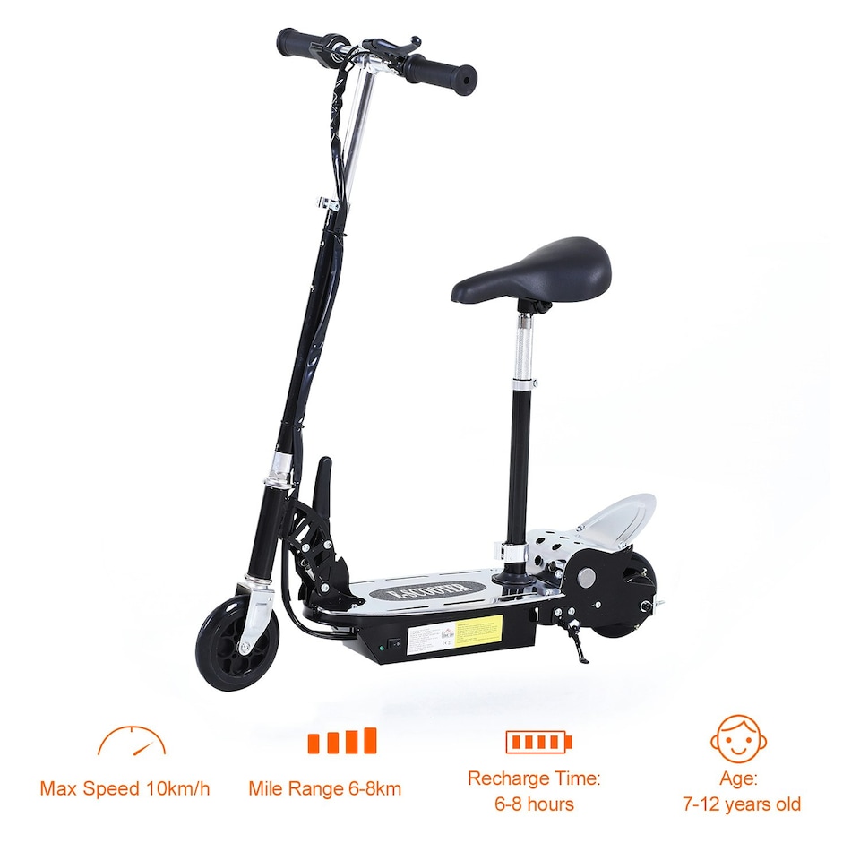 image 1 of HOMCOM Foldable Powered Scooter with Adjustable Seat and Brake, Black