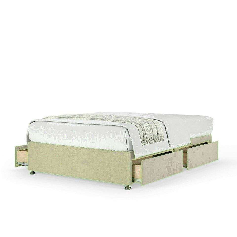 Cream Naples Velvet 4 Drawer Divan Base Super King
