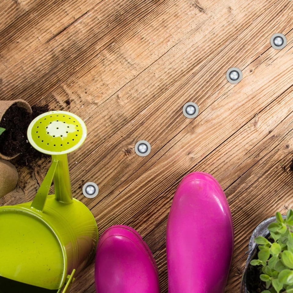 image 1 of Set of 20 - 15mm IP67 Warm White LED Decking Kit with Photocell | Chrome | Clear | 20