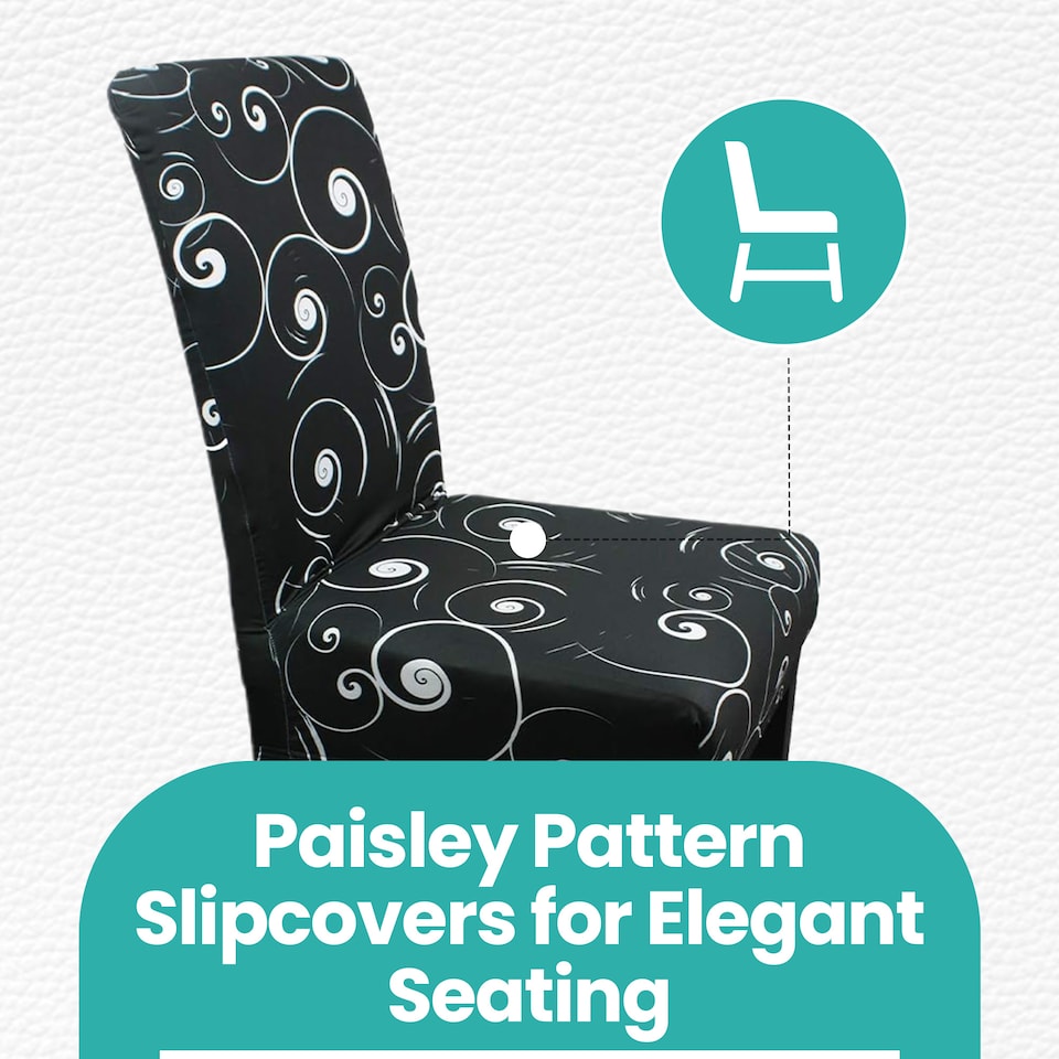 image 1 of High-Back Chair Covers, Universal Chair Protective Slipcover - Black