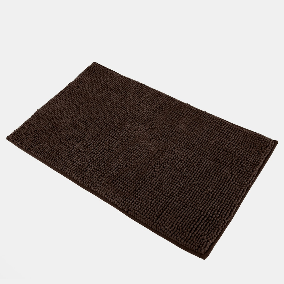 image 1 of OHS Soft Microfibre Non-Slip Absorbent Noodle Chenille Bath Runner Mat Brown | Chocolate | 45 x 75cm