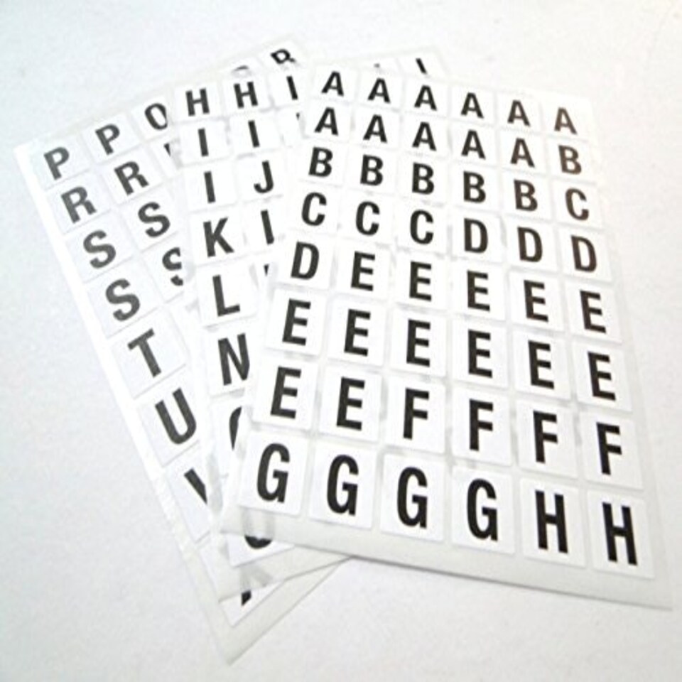 image 1 of Pack of 144 A-Z Black on White 13x13m Alphabet Stickers