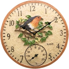 Marco Paul 30cm Robin Garden Clocks with Thermometer N/A