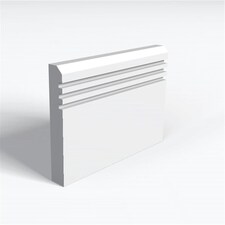 Pack of 20 (Total 20 Units) - MR MDF Primed Chamfered 3 Square Grooves Skirting Board - 25mm (T) x 144mm (H) x 3050mm (L)