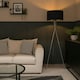 image 1 of ValueLights Camden Chrome Tripod Floor Lamp Navy Shade & Bulb Blue
