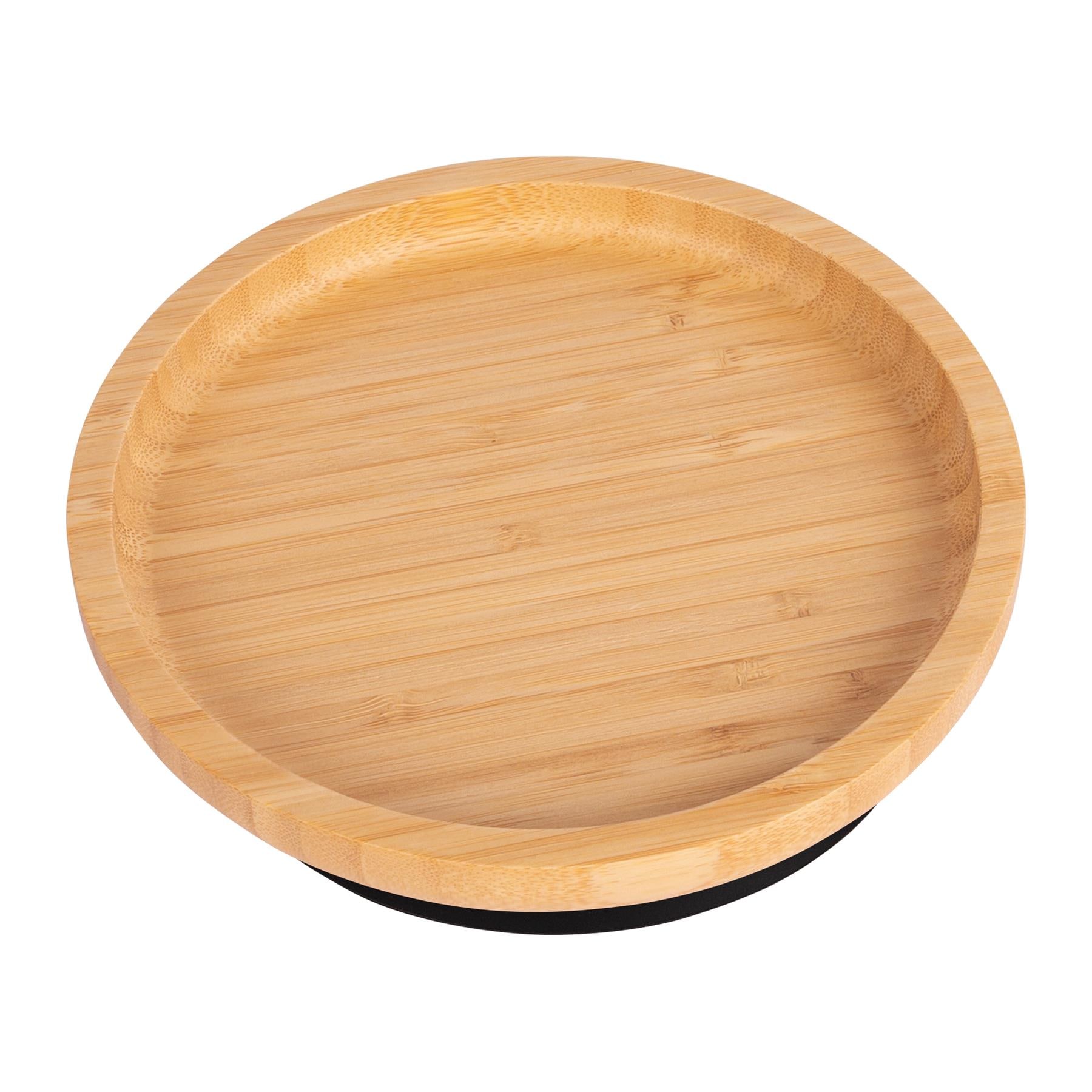 Tiny Dining Children's Bamboo Suction Round Plate - Black