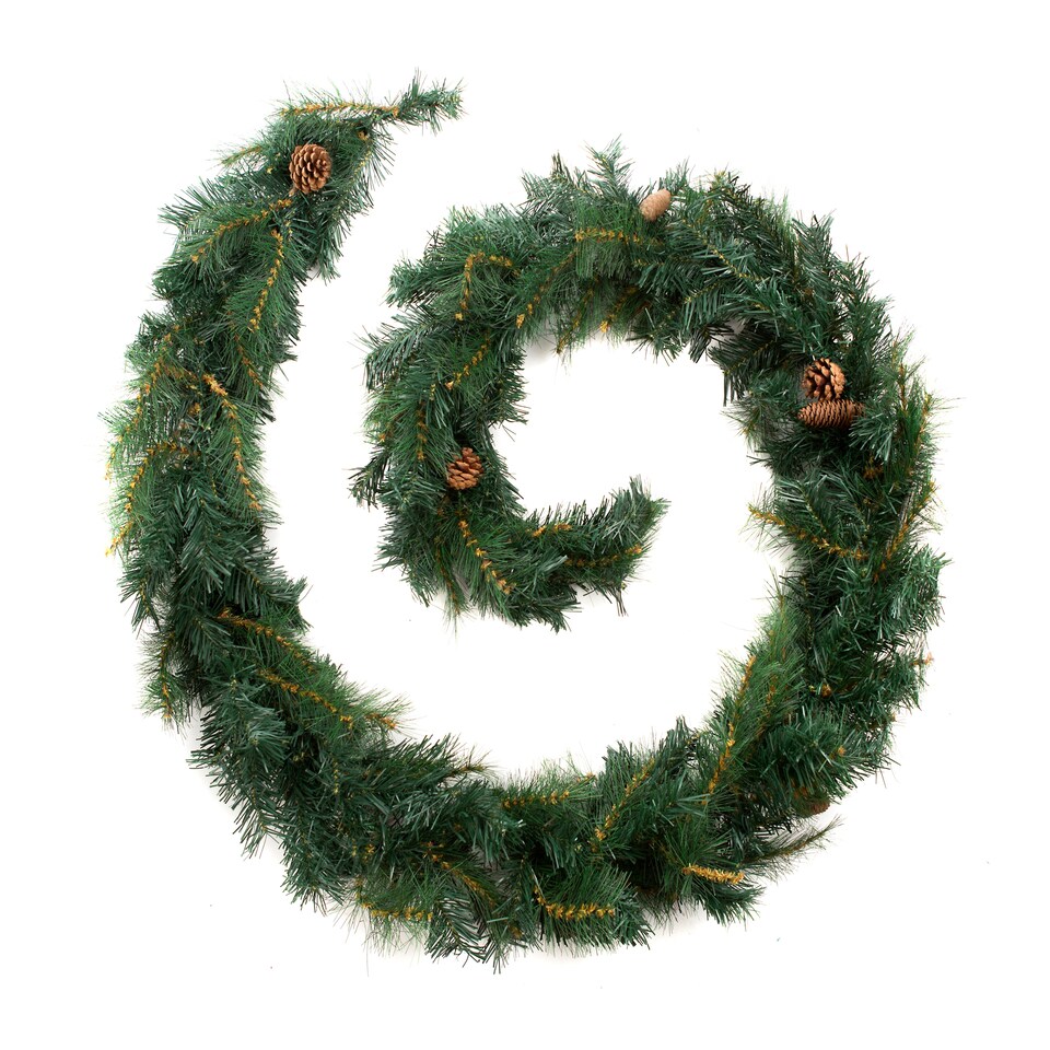 image 1 of Best Artificial 9ft Colorado Pine Christmas Garland with Pine Cones