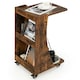 image 1 of COSTWAY C-Shaped End Table Mobile Sofa Side Table Brown