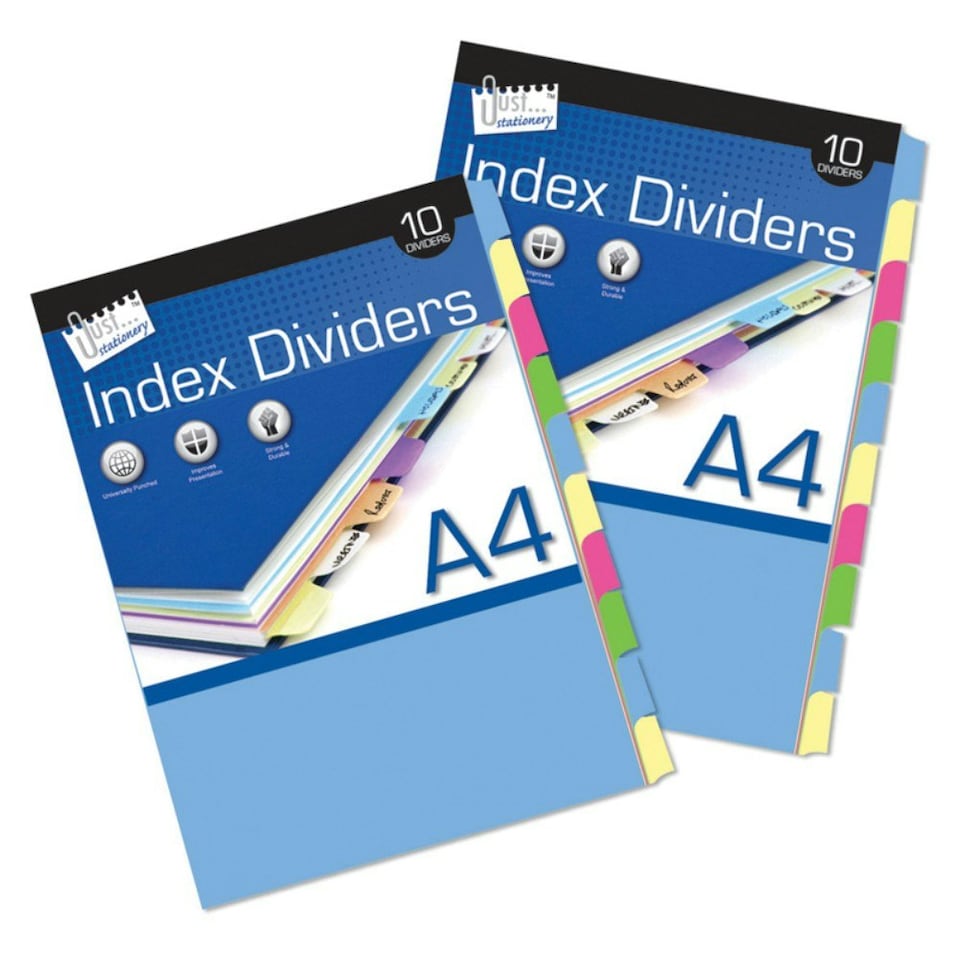 image 1 of Just Stationery 10 A4 Paper Index Divider