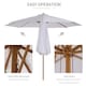 image 4 of Outsunny 3m Garden Parasol, Pulley Operated Patio Umbrella, Wooden Parasol, Table Market Umbrella with Rope Pulley Mechanism and 8 Ribs, White