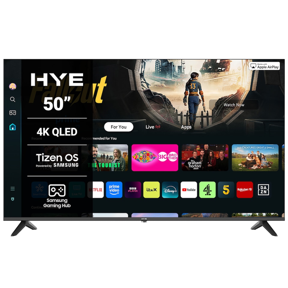image 1 of HYE 50" Inch 4K QLED Ultra HD HDR Frameless Smart TV Tizen OS - 50QLEDS2008