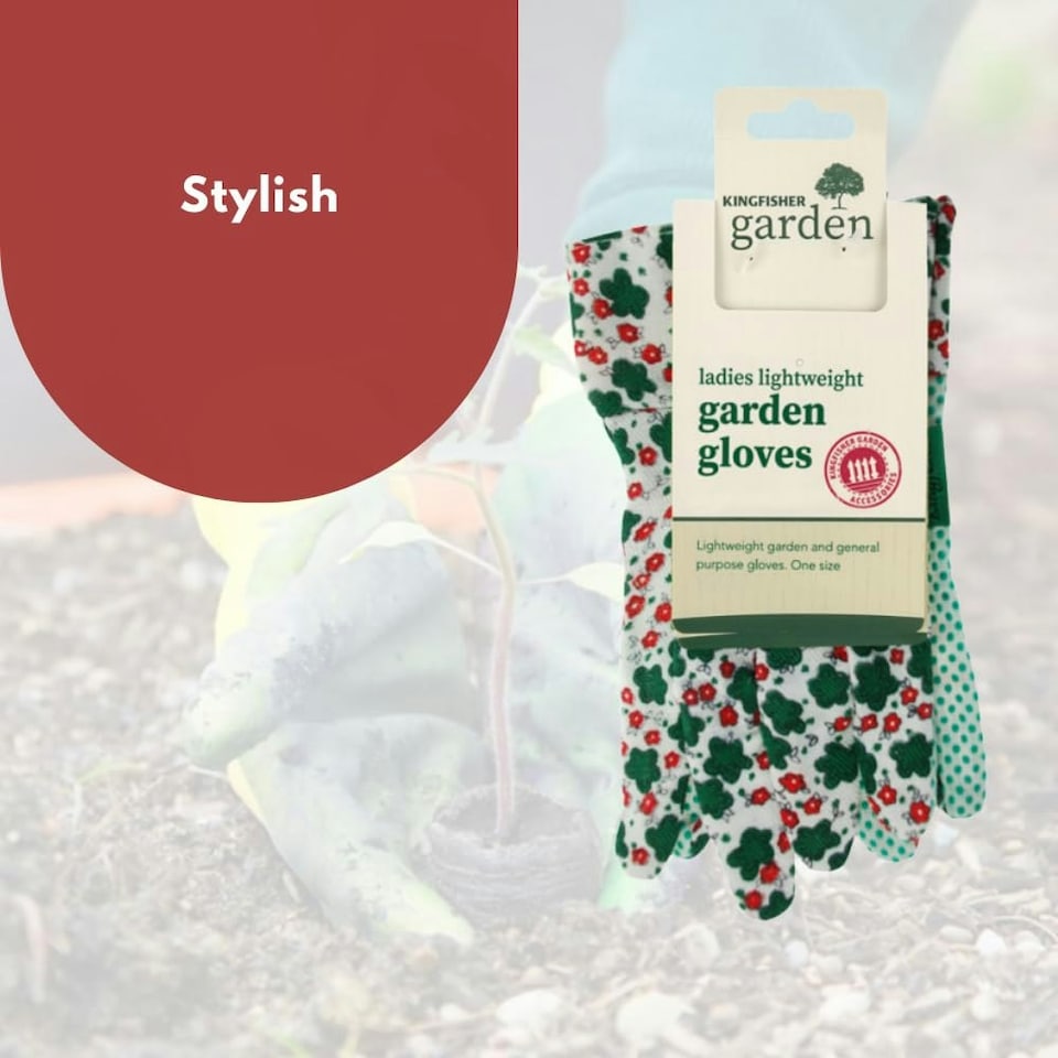 image 1 of Marco Paul Green Floral Cotton Grip Garden Gloves Green