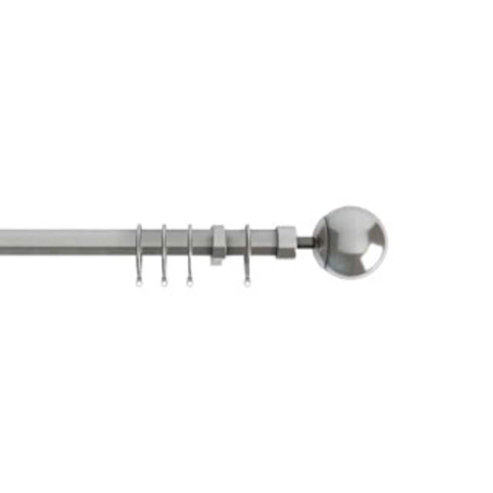 image 1 of 22-25mm Satin Silver Finesse Ball End Metal Curtain Pole Set 170 - 300cm | Silver | Silver