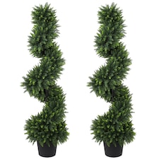 Artificial Cypress Topiary Tree with 700 Leaves, Set of 2