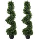 image 1 of Artificial Cypress Topiary Tree with 700 Leaves, Set of 2