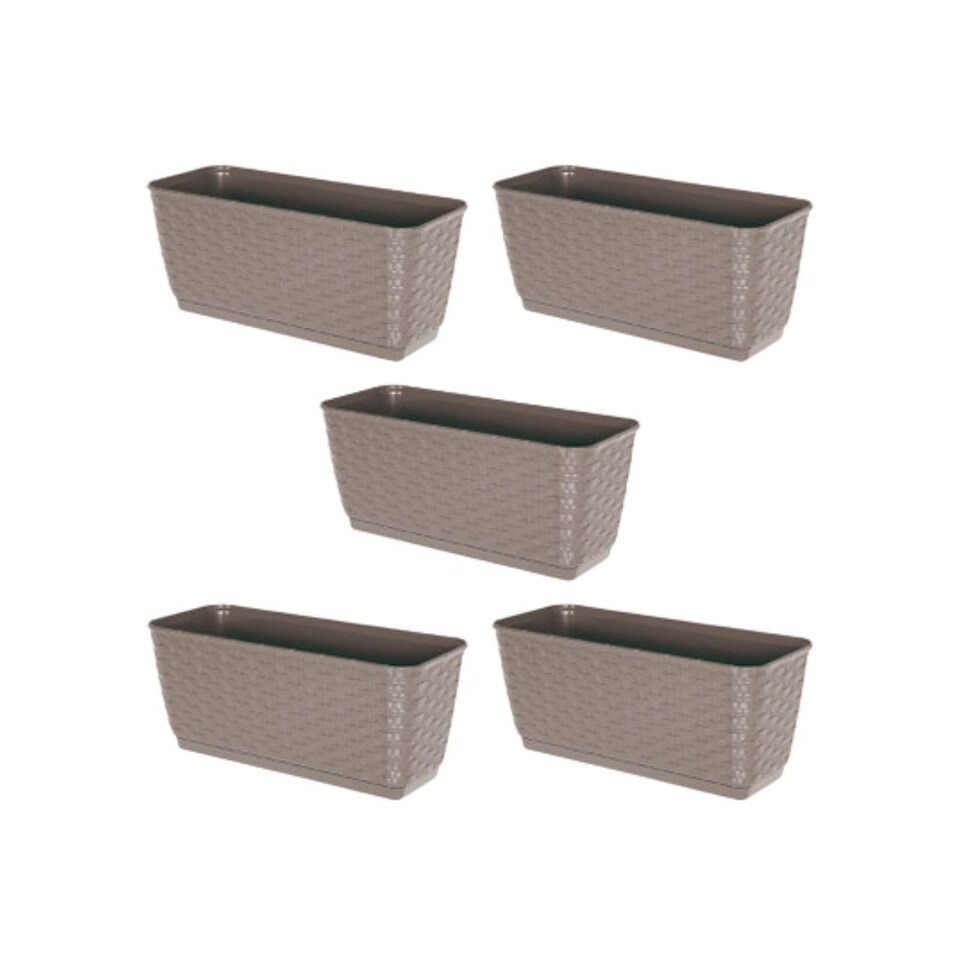image 1 of Rato Rattan Design Plant Pots Rectangle Planter Large | Cream | Beige & Set of 5 | 5