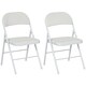 image 1 of HOMCOM 2 Pack Padded Folding Chairs with Cushioned Seat and Metal Frame White