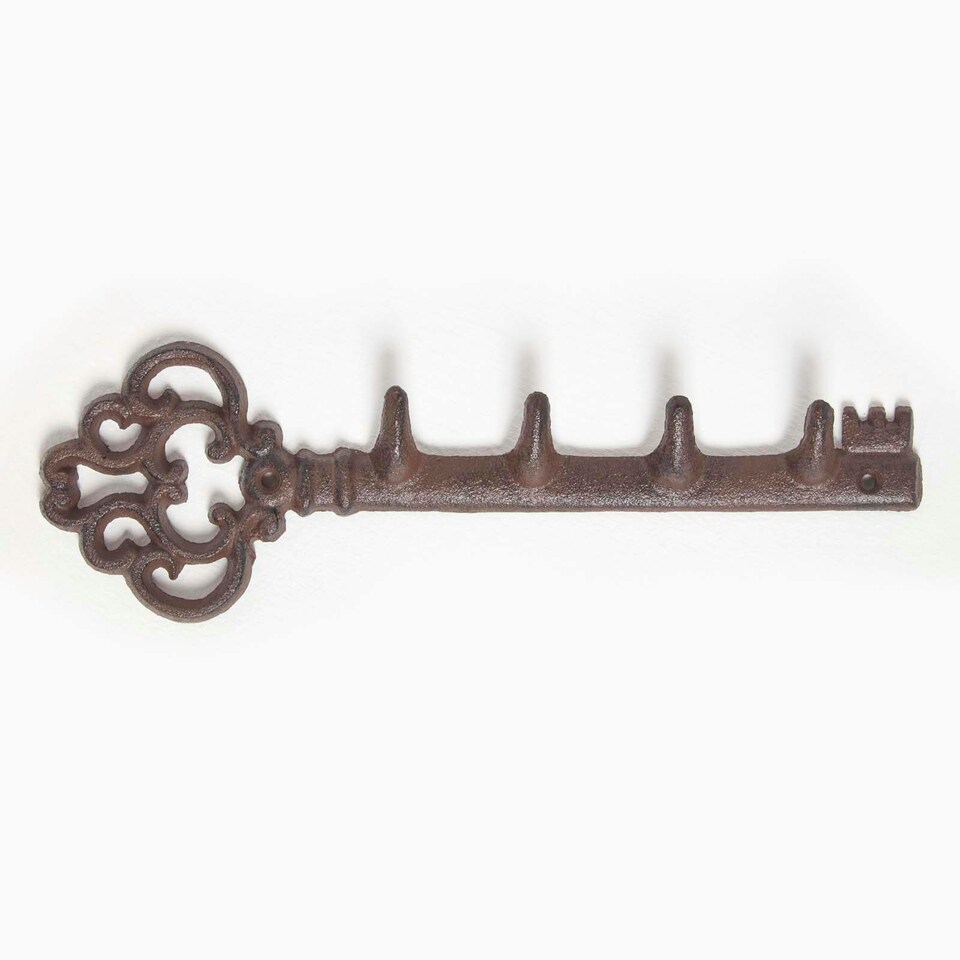 image 1 of Homescapes Ornate Vintage Key Cast Iron Wall Hook Brown | One Size
