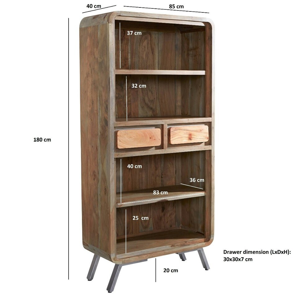 image 1 of Aaron Wood and Metal Wide Bookcase Brown