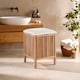image 1 of Interiors By Premier Dual Purpose Wood Storage Stool, Natural Walnut Build Storage Stool For Livingroom, Fabric Seat Stool