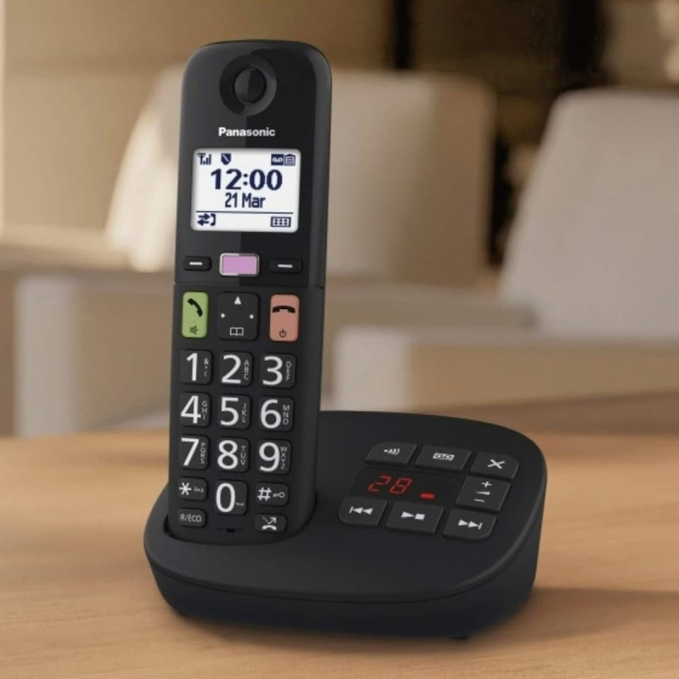 image 1 of Panasonic KX-TGU132EB Twin Big Button Cordless Phone Hearing Aid Compatible