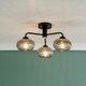 image 1 of ValueLights Amaia Matte Black IP44 3 Way Smoked Ribbed Glass Ceiling Light with LED Bulbs
