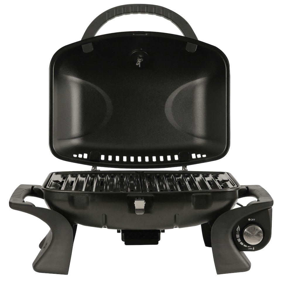 image 1 of George Foreman Gas BBQ GFSBBQ1 Black Stainless Steel Portable with Easy Ignition