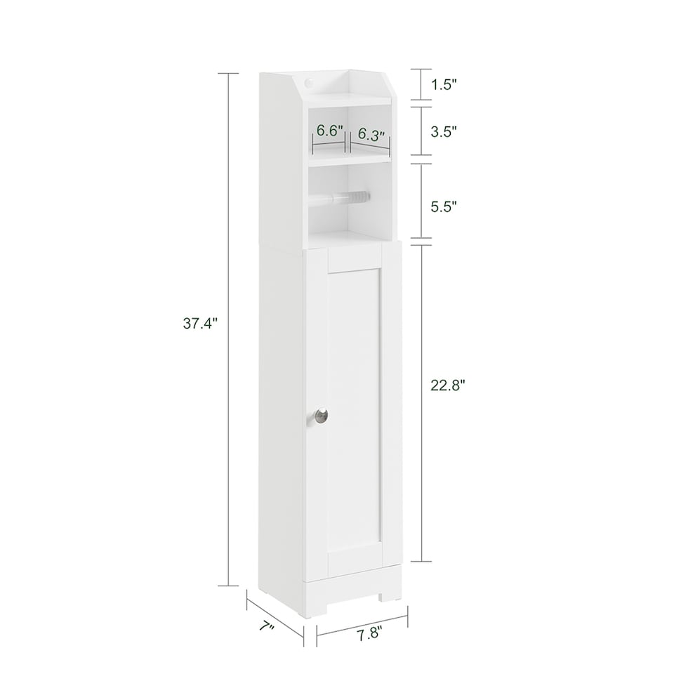 image 1 of SoBuy FRG177-II-W Bathroom Storage Cabinet with 3 Adjustabel Shelves