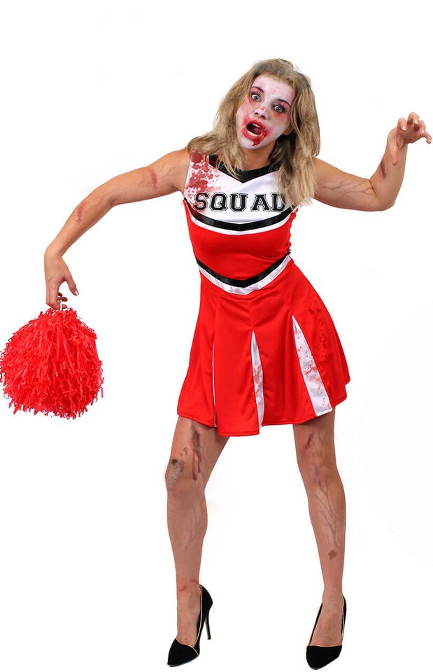 Red Zombie Cheerleader Costume | Red | XL