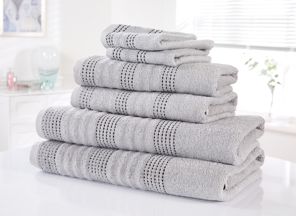 Spa Pure Cotton Super Soft and Absorbent 6 Piece Towel Bale | Silver | Bath towel