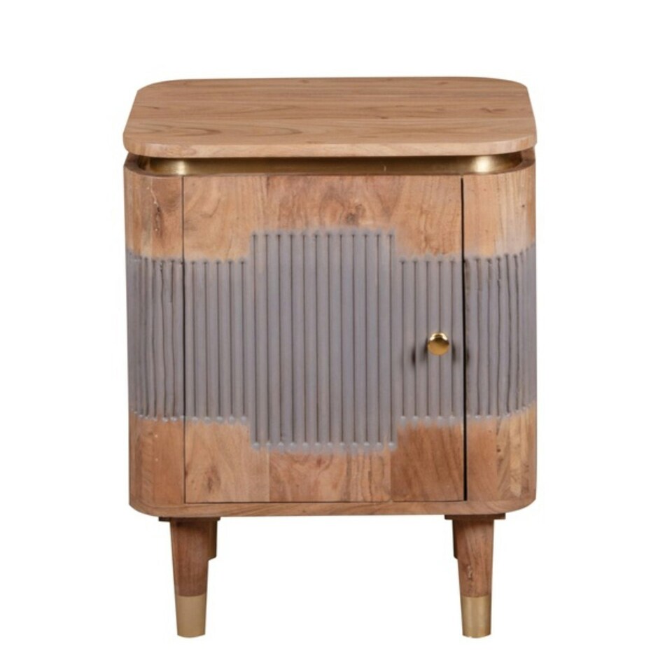 image 1 of Alaina Acacia Wood Bedside Table Brown