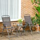 image 2 of Outsunny Patio Bistro Set Folding Chairs & Coffee Table for Balcony, Brown