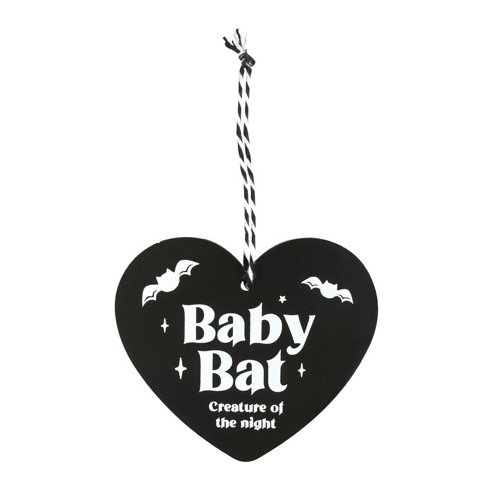 image 1 of Something Different Baby Bat Heart Hanging Sign - Black/White - One Size