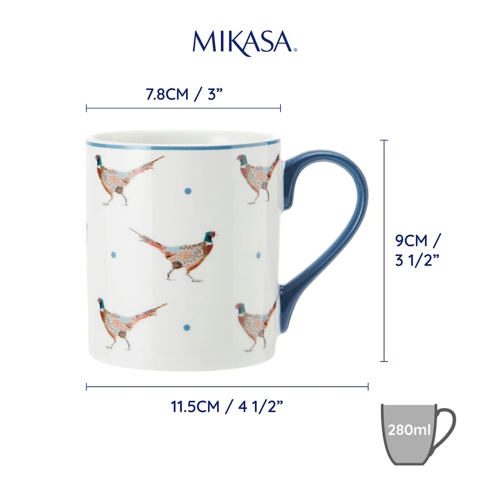 image 1 of Mikasa Pheasant Straight-Sided Porcelain Mug, 280ml | Multi