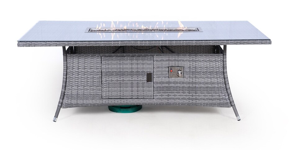 image 1 of Giardino Fire Pit 8 Seater Rectangle Rattan Dining Table | Grey
