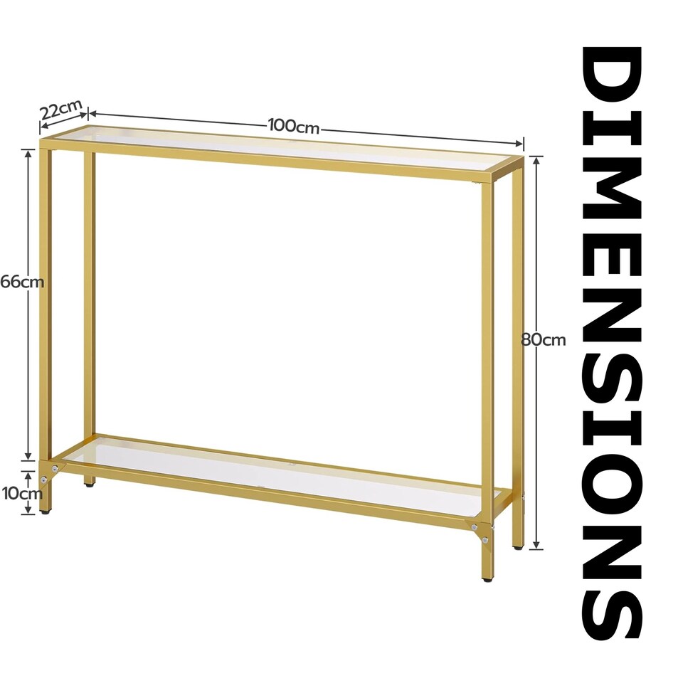 image 1 of Industrial 2 Tier Entryway Hallway Console Table With Tempered Glass Top