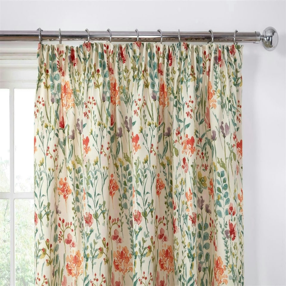 image 1 of Amaryllis Pencil Pleat Curtains - Multi - 168cm x 183cm | Multi