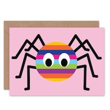 Colourful Stripy Spider Cartoon Kids Birthday Child Card