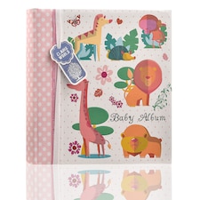 ARPAN Slip In Memo Baby Photo Album – Holds 200 Photos 4x6" (10x15cm) – Jungle Animals Design with Index Pages & CD/DVD Pocket