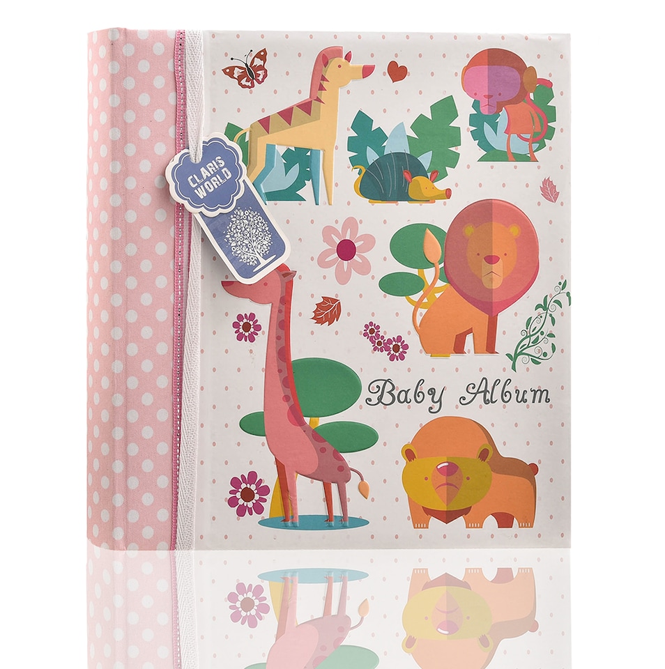 image 1 of ARPAN Slip In Memo Baby Photo Album – Holds 200 Photos 4x6" (10x15cm) – Jungle Animals Design with Index Pages & CD/DVD Pocket